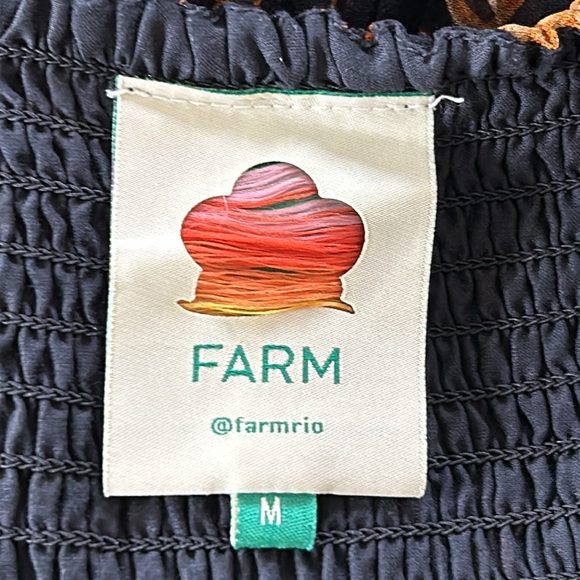 Farm Rio Leopard Sky Midi Dress w Smocked Bodice & Puffed Sleeve w MEASUREMENTS! - Picture 4 of 16